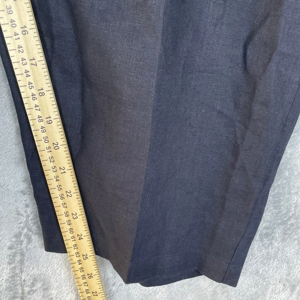 Quince European Linen Pants Womens 3X Black Very Good Cropped Elastic Waist